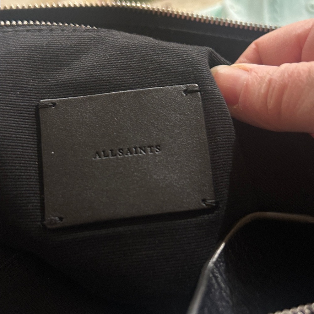 AllSaints Large Black Leather Shoulder Bag - Picture 3 of 5